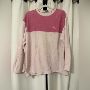 Vintage 3/4 Sleeve Terry Cloth Pink and Fuchsia Shirt Size S